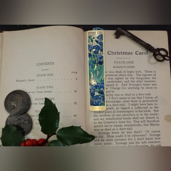 VAN GOGH Irises Metal Bookmark with Tassel - Picture 2 of 4